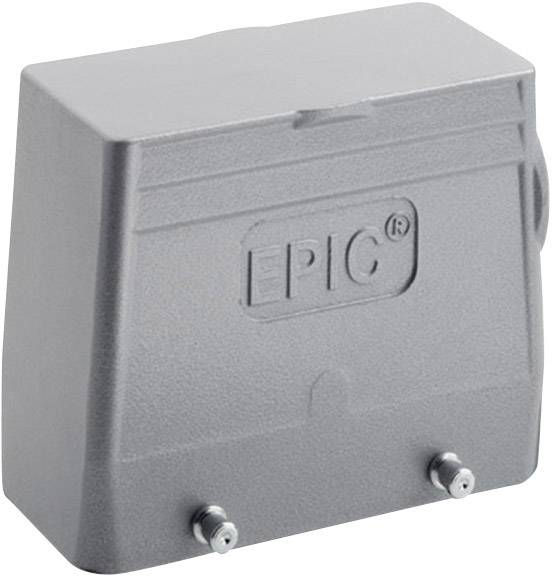 Housing of an electrical connector with the inscription 'EPIC', rectangular and grey, with two fixing screws.