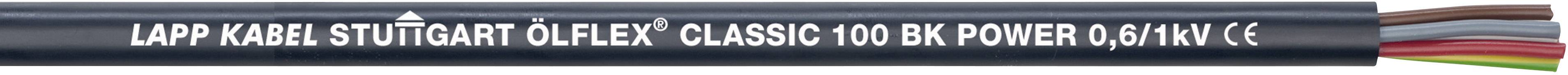 Close-up of a cable with the inscription 'Lapp Kabel Stuttgart Ölflex Classic 100 BK Power 90'. Four colourful cores visible.