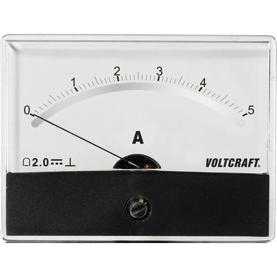 An analogue ammeter indicates a current of 0.2 amperes. Scale ranges from 0 to 5 A. Brand name located in the bottom right of the device.