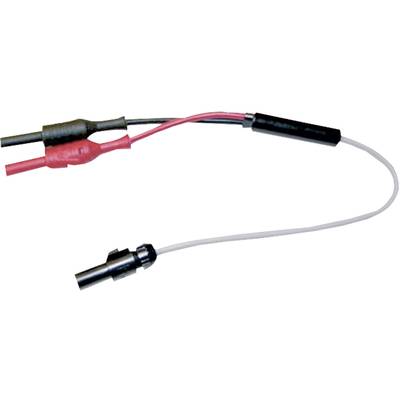 Two cables with red and black connections, establishing an electrical connection.