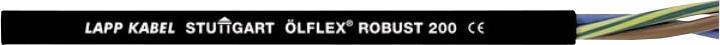 'ÖLFLEX ROBUST 200' cable by LAPP from Stuttgart, depicted with black and white labelling and coloured wires.