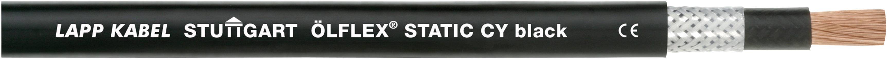 Black cable with the inscription 'LAPP KABEL STUTTGART ÖLFLEX STATIC CY black' and a section with exposed copper wire.