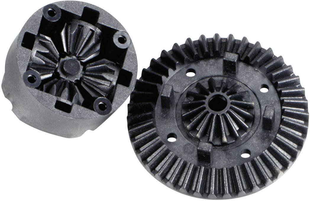 Two black, round gears with detailed tooth structures, suitable for mechanical use in machinery or vehicles.