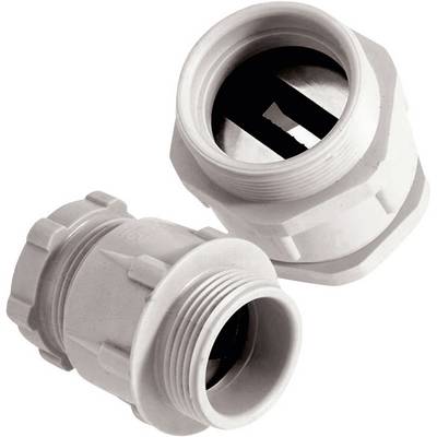 Two grey plastic screw caps, likely used for cable or pipe connections.