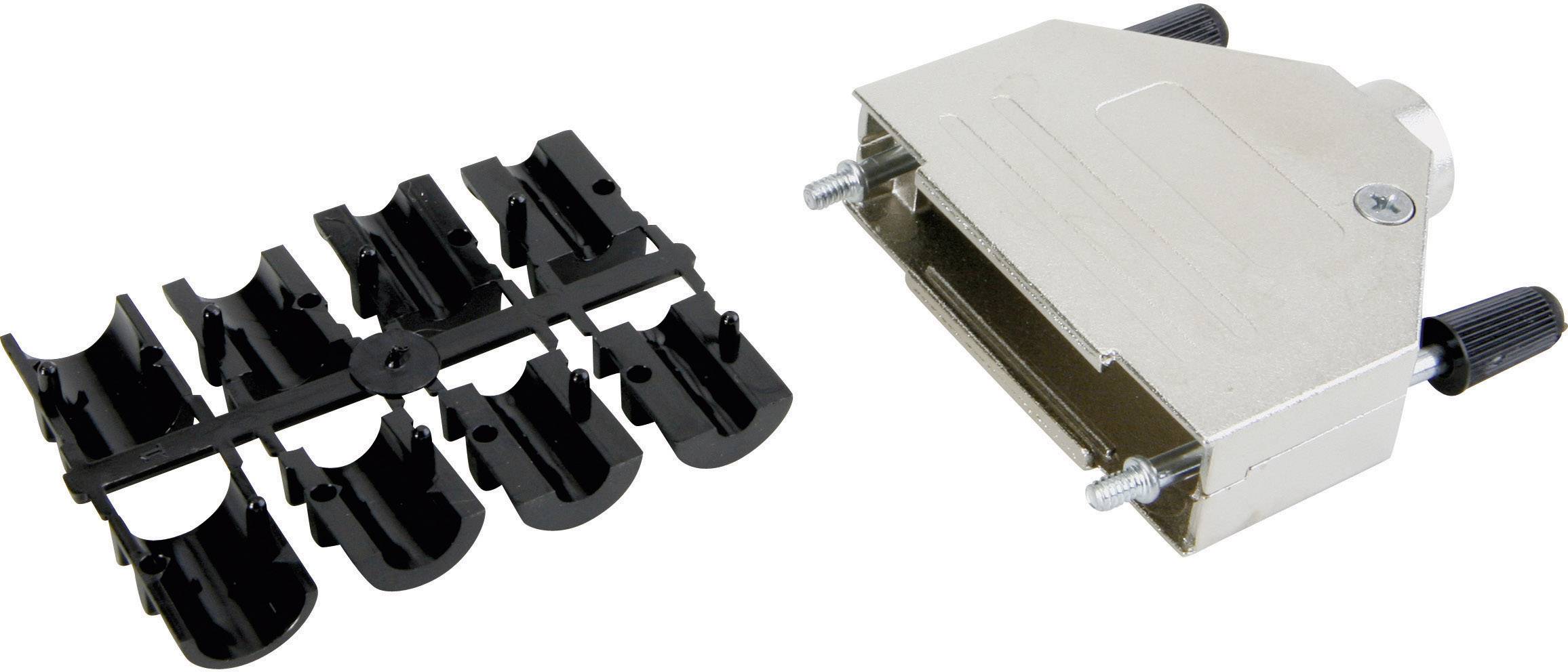 Metal angle brackets and plastic clip insert for easy mounting of rectangular objects, suitable for DIY projects.