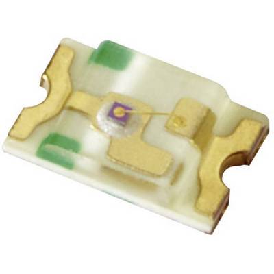 An electronic component with gold contacts and a central diode, typically used on printed circuit boards.