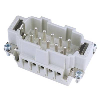 A rectangular, grey plug connector with multiple metal pins, suitable for electrical connection in industrial applications.