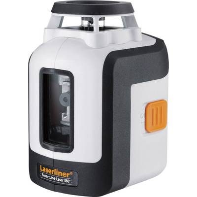 White and black laser tool with an orange button and the inscription 'Laserliner SmartLine Laser 360°'.
