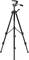 A black tripod with adjustable legs and a rotating handle on top, suitable for cameras and laser devices.