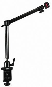 Flexible support arm with adjustable swivel head and clamp for mounting. Used for cameras or lighting.<br><br>Flexible support arm with an adjustable swivel head and mounting clamp. Suitable for cameras or lighting equipment.