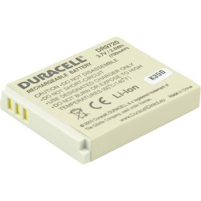 Rechargeable Duracell Battery (DR9720), 3.7V/2.6Wh, 700mAh. Warning: Do not disassemble or expose to fire/high temperatures.