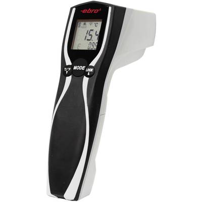 Infrared thermometer with display and buttons for temperature measurement. The display shows 15.4 °C.