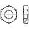 Two technical drawings show the front and side views of a hexagonal nut with detailed dimensions and line work.