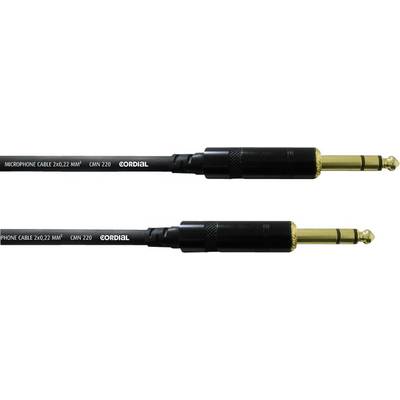 Two black jack cables with gold-plated plugs, each labelled 'CORDIAL', lying side by side.
