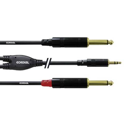Image of Cordial CFY1,5WPP Audio/phono Adapter cable [1x Jack plug 3.5 mm - 2x Jack plug 6.35 mm] 1.50 m Black