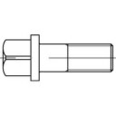 Technical drawing of a bolt with a hexagonal head and threading at the end.