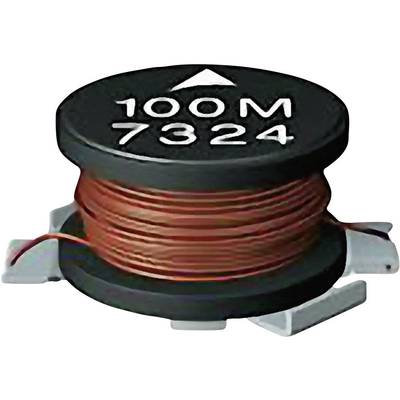 Black cylindrical electronic component with copper wire winding, marked '100M 7324', for electronic circuits.