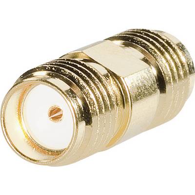 A gold-coloured coaxial connector with a knurled surface for better grip, suitable for connecting antenna cables.