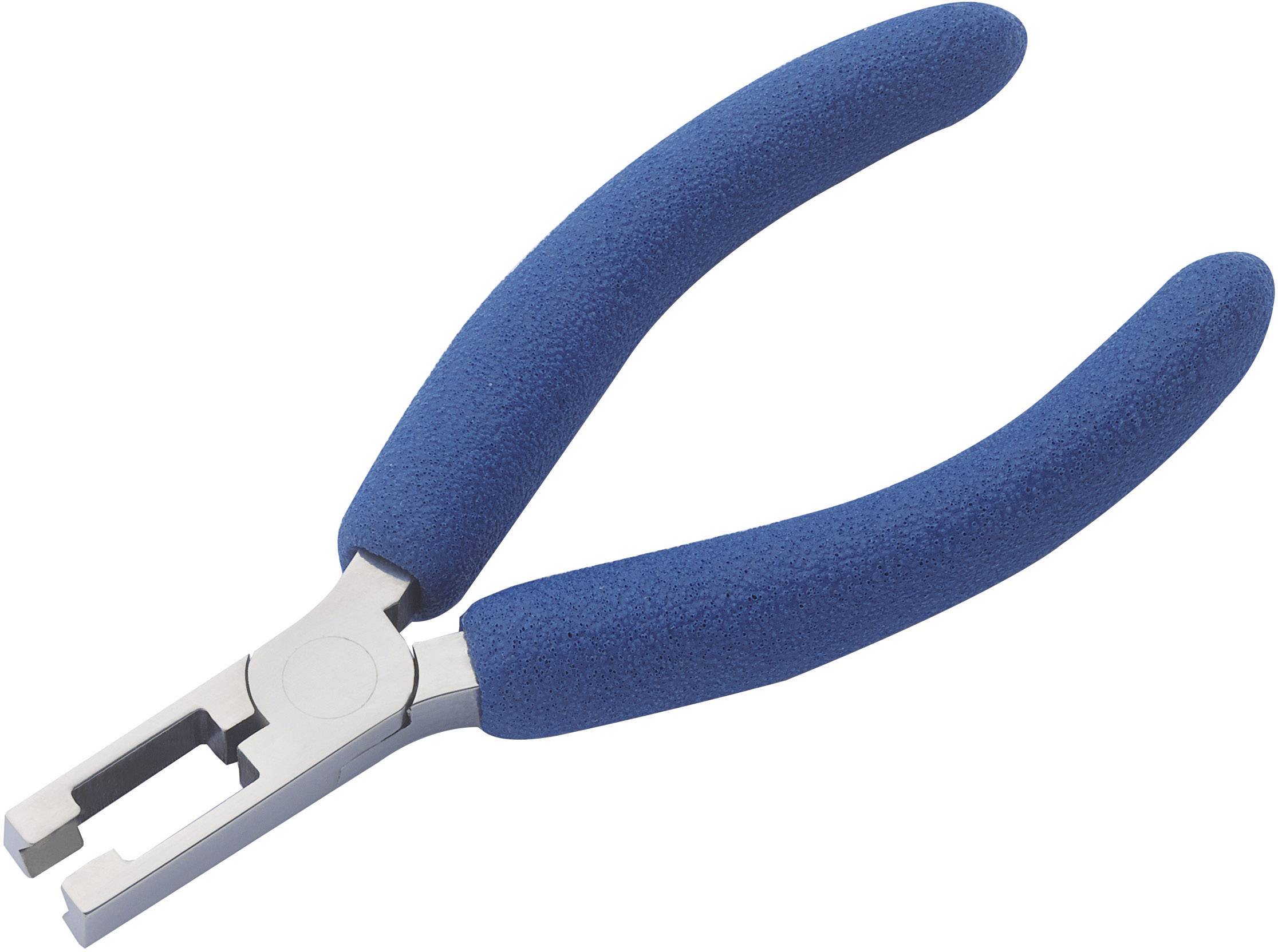 A blue, padded flat-headed pliers for gripping objects. Suitable for precise craftwork.