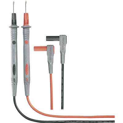 Two measurement leads, one red and one black, with matching probes. They are used for electrical measurement.