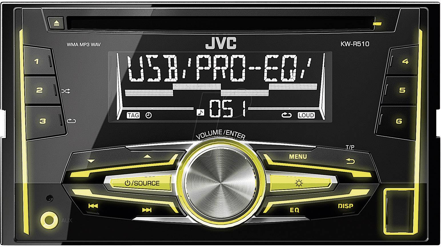 Double DIN car stereo JVC KWR510E from