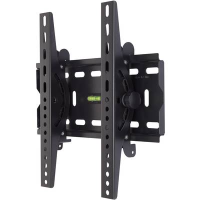 Pivoting and tilting TV wall mount with integrated spirit level for easy alignment.