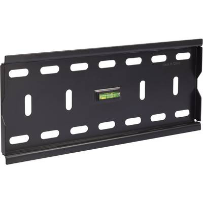A black wall mount with a spirit level integrated in the centre.