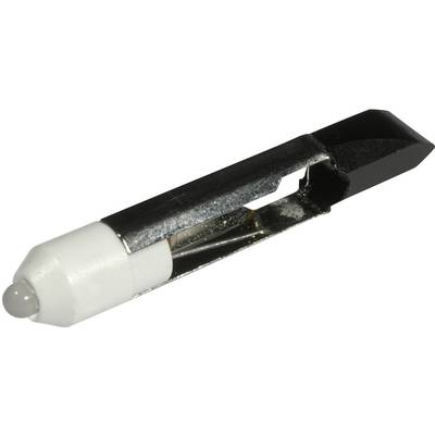 A single turntable stylus carrier, comprising a white plastic housing with a metal rod, with a needle at its tip.
