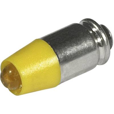A small yellow LED lamp with a metallic base, suitable for electronics projects.