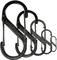 'Four black metal S-hooks arranged from large to small. Each hook is embossed with the inscription "NITE IZE S-BINER".'