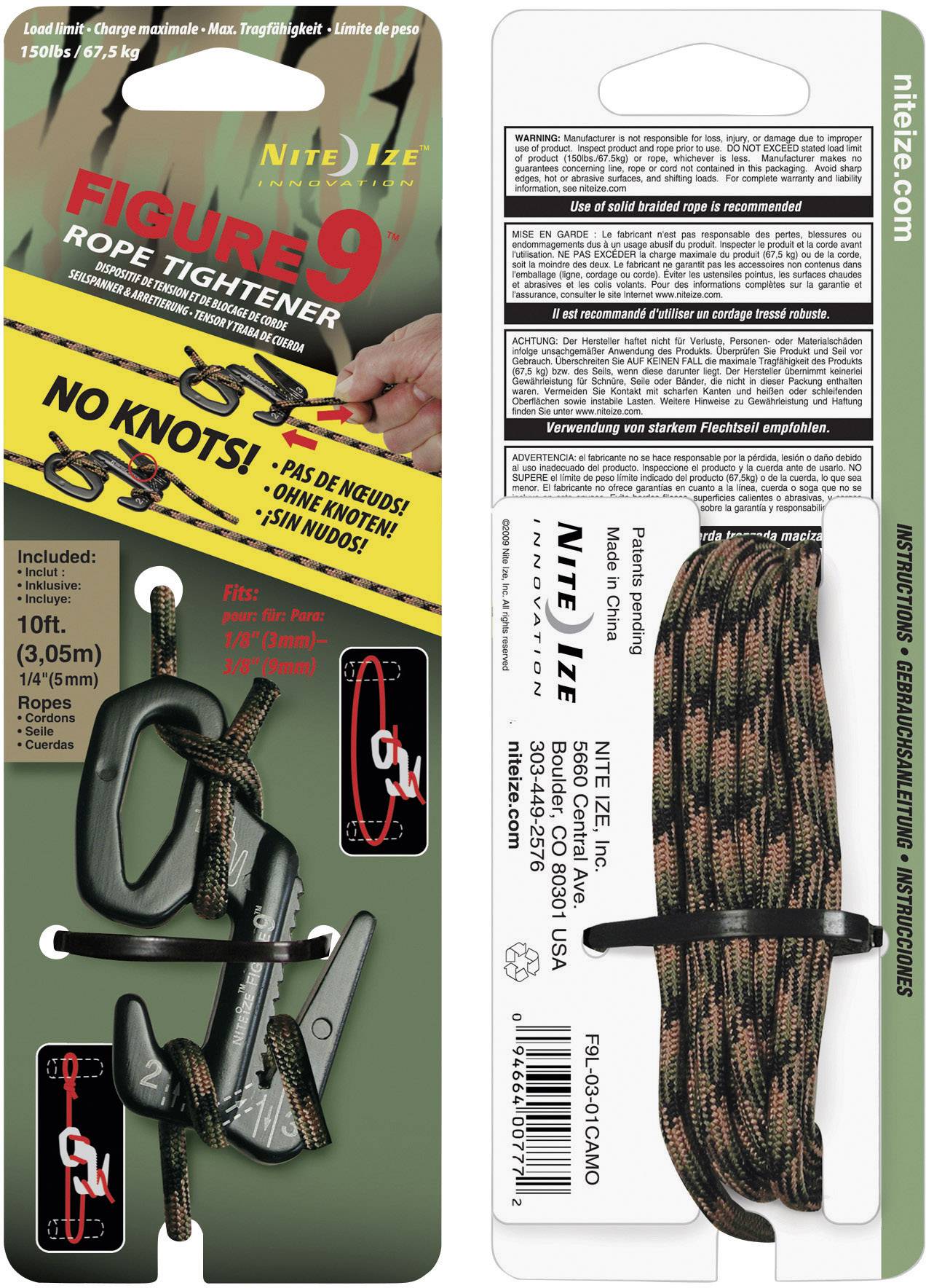 Nite Ize Ni F9l 03 01camo Snap Hook Incl Rope Figure 9 Gr L 76 Mm X 56 Mm X 8 Mm 1 Pc S Conrad Com