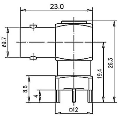 Technical drawing of a cylindrical motor with precise dimensional specifications in millimetres, showing diameter and height.