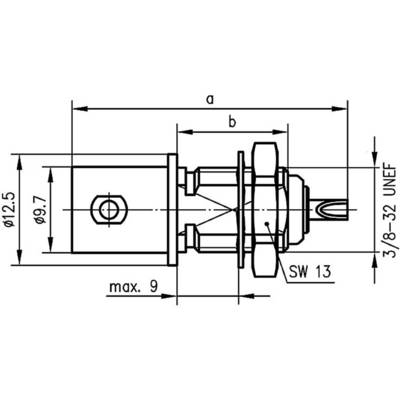 Technical drawing of a cylindrical plug with dimensions and thread specifications. Includes diameter, length, and spanner size.