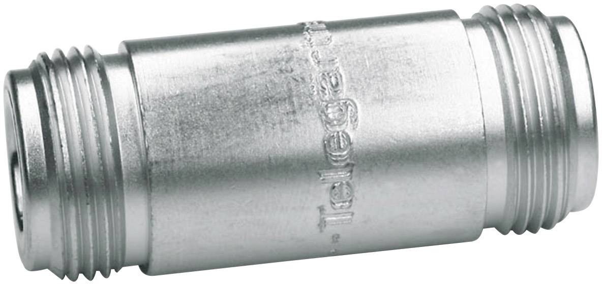 Metal adapter with two male threads, presumably for connecting cables or hoses.