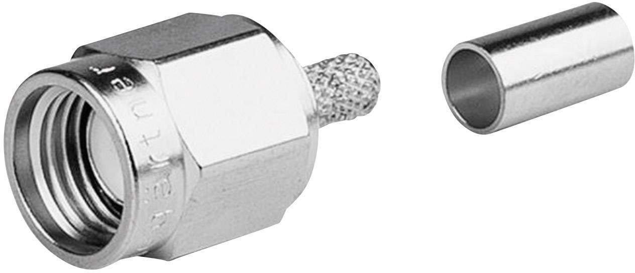 A coaxial plug with a removable sleeve, suitable for connecting cables in electrical and electronic applications.