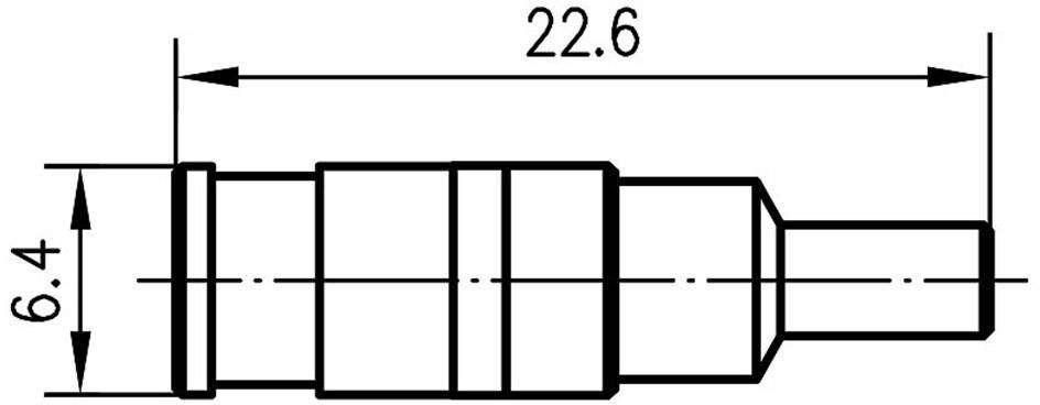 Technical drawing of a connector with dimensions of 22.6 mm length and 6.4 mm diameter.