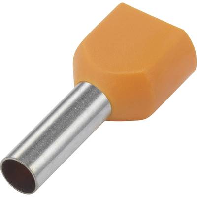 An orange cable lug with a silver metal cylinder, used for connecting or crimping cables.