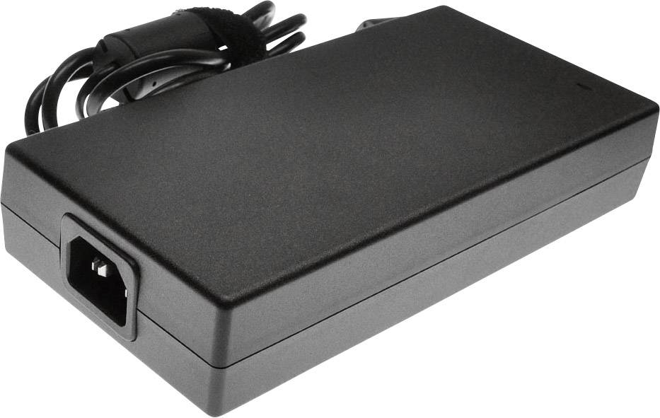 Black laptop power adapter with connection cable, suitable for powering laptops.