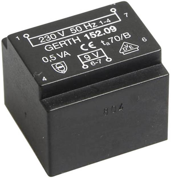 Gerth PT200901 PCB mount transformer 1 x 230 V 1 x 9 V AC 0.50 VA 55 mA