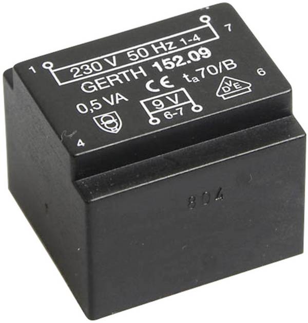 Gerth PT202401 PCB mount transformer 1 x 230 V 1 x 24 V AC 0.50 VA 20 mA