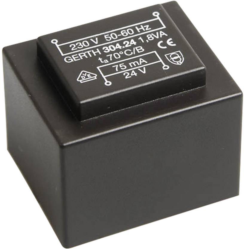 Gerth PT301502 PCB mount transformer 1 x 230 V 2 x 7.50 V AC 1.80 VA 120 mA-0