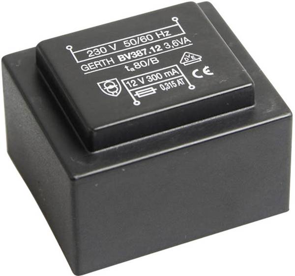 Gerth PTG380601 PCB mount transformer 1 x 230 V 1 x 6 V AC 3.60 VA 600 mA