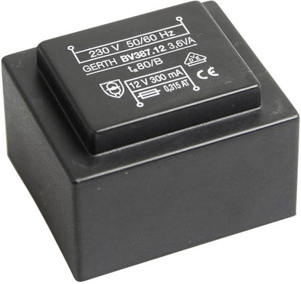 Gerth PTG383002 PCB mount transformer 1 x 230 V 2 x 15 V AC 3.60 VA 120 mA