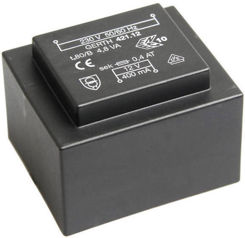 Image of Gerth PT420601 PCB mount transformer 1 x 230 V 1 x 6 V AC 4.80 VA 800 mA