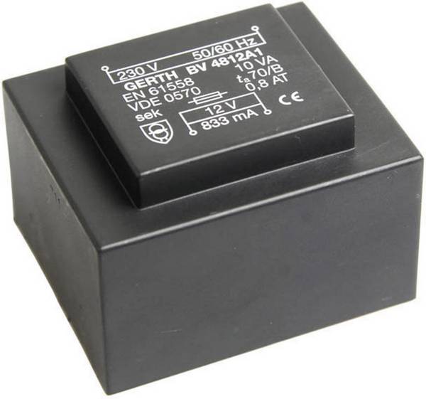 Gerth PT482402 PCB mount transformer 1 x 230 V 2 x 12 V AC 10 VA 416 mA