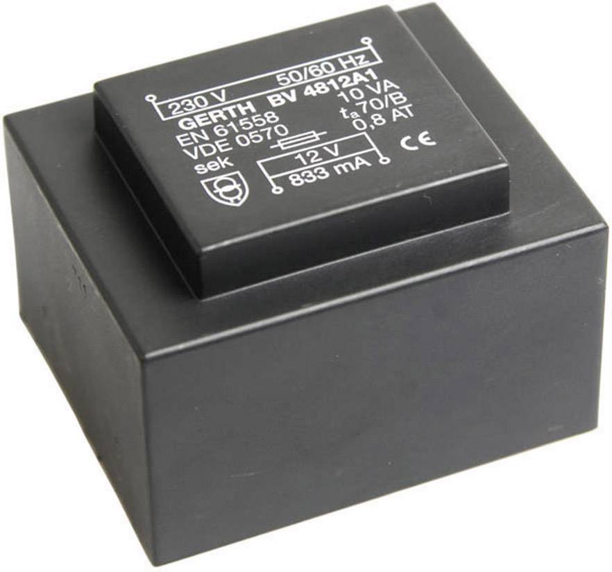 Image of Gerth PT484802 PCB mount transformer 1 x 230 V 2 x 24 V AC 10 VA 208 mA