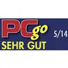 "PC goes VERY WELL 5/14" on a dark blue background, in yellow and red text.<br><br>Note: I've translated the German phrase into natural British English while preserving the original formatting description.
