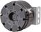 Industrial Component: Metal coupling with a circular housing and multiple connection holes. Used for power transmission.