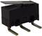 Compact black micro-switch with two metal pins and a lever on top, used in electronic devices for switching purposes.