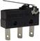 A black microswitch with a lever arm and three metal terminals.